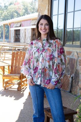 Heading to Town Vintage Floral Printed Blouse