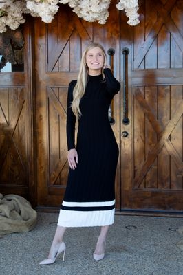 Settling Business Color Block Sweater Maxi Dress