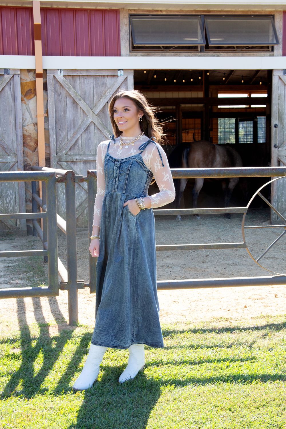 So Charmed Denim Maxi Dress