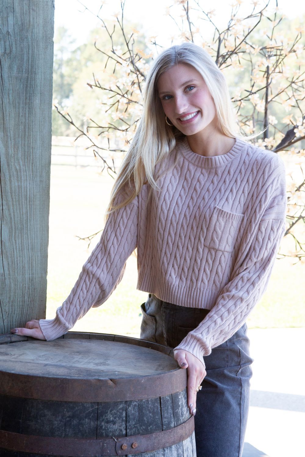 Cool to the Touch Dolman Sleeve Cable Sweater