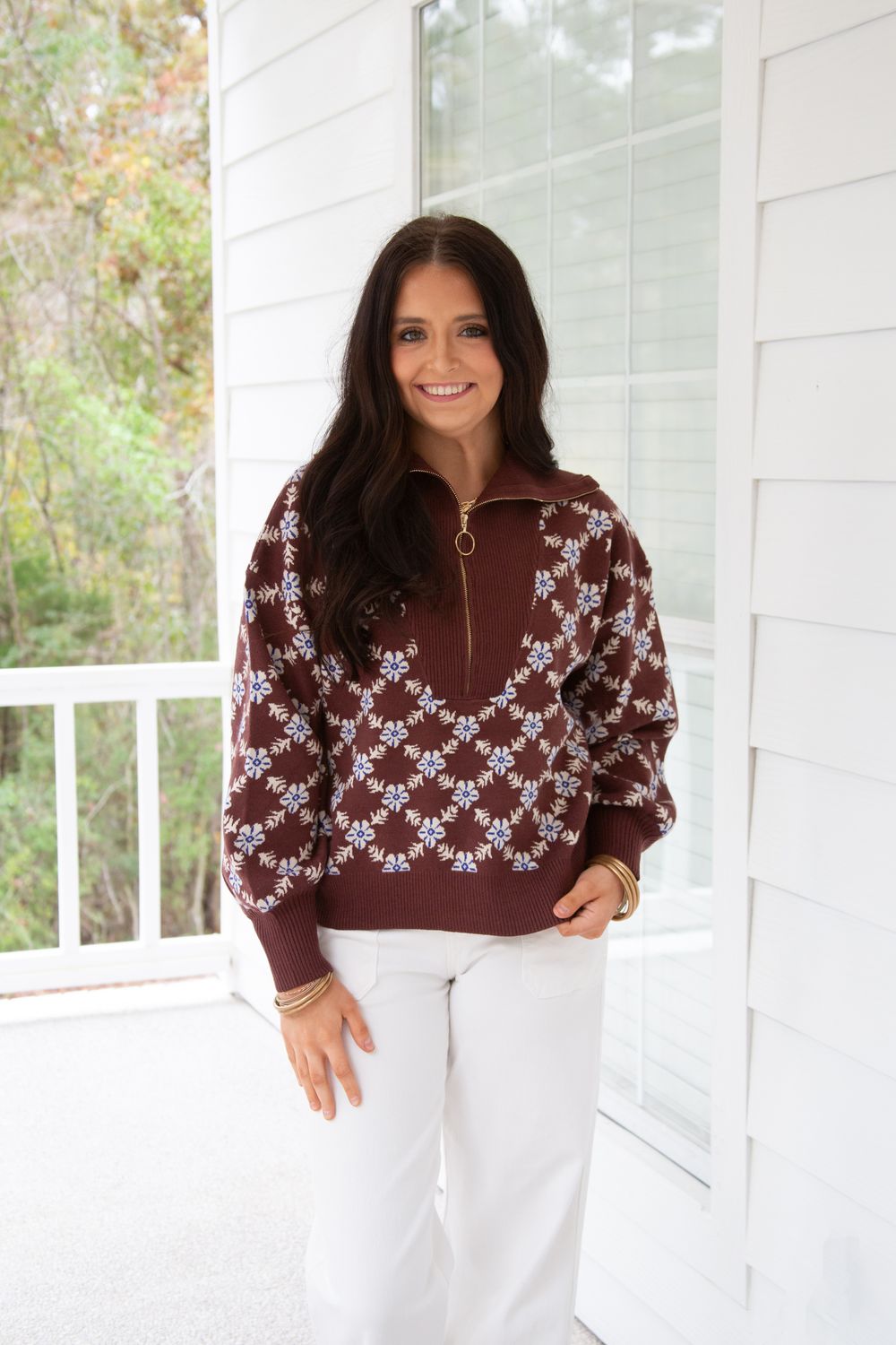 All that Matters Printed Half Zip Sweater