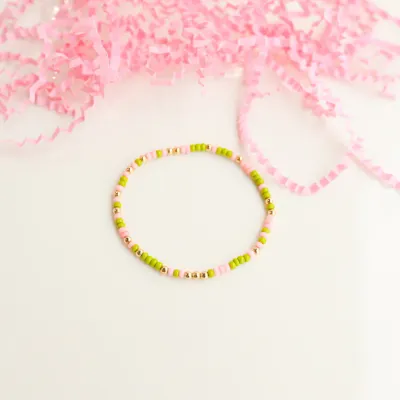 Pink &amp; Lime Green Sprinkle Bracelet 6.75
