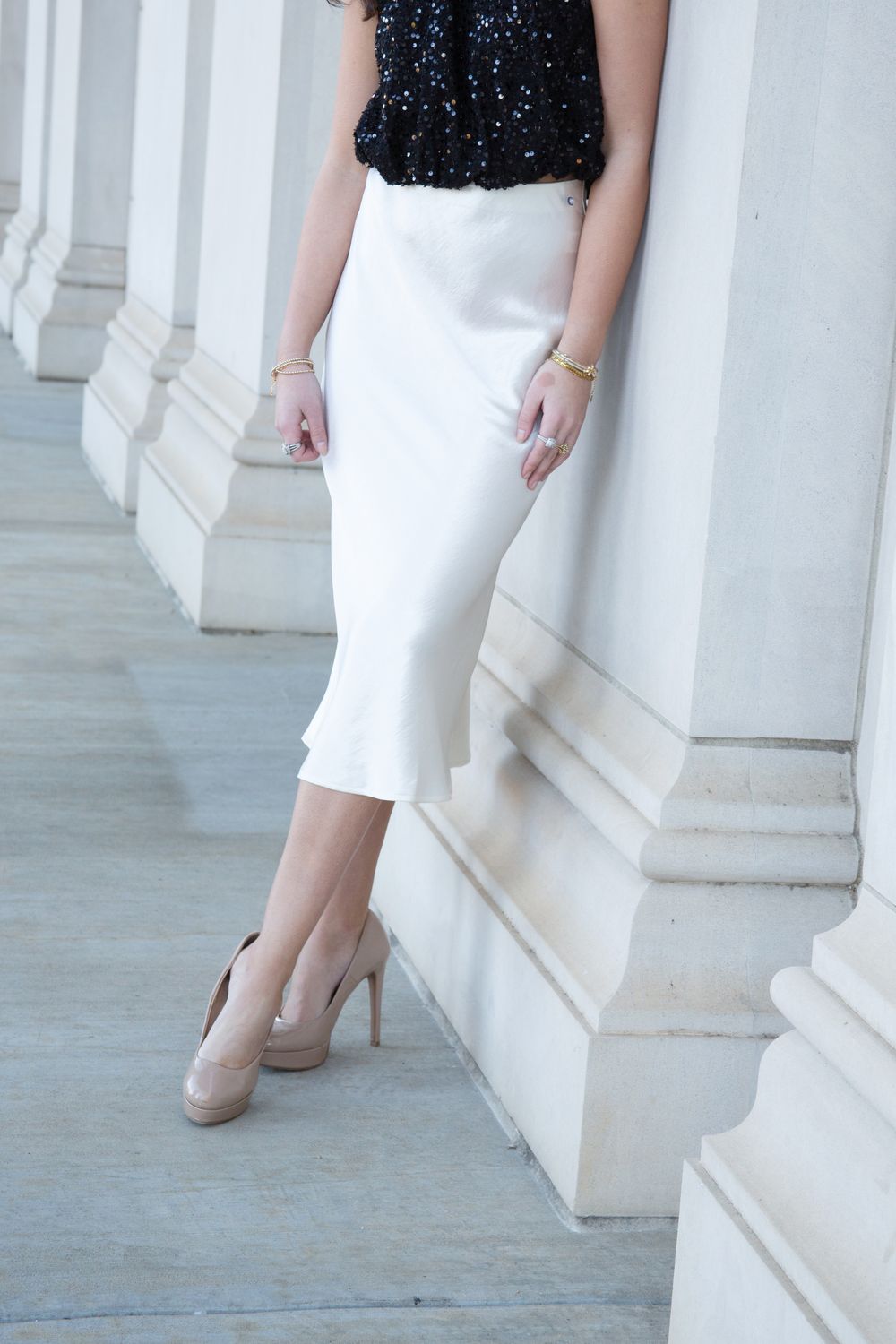 Dangerous Woman High Waisted Satin Midi Skirt 
