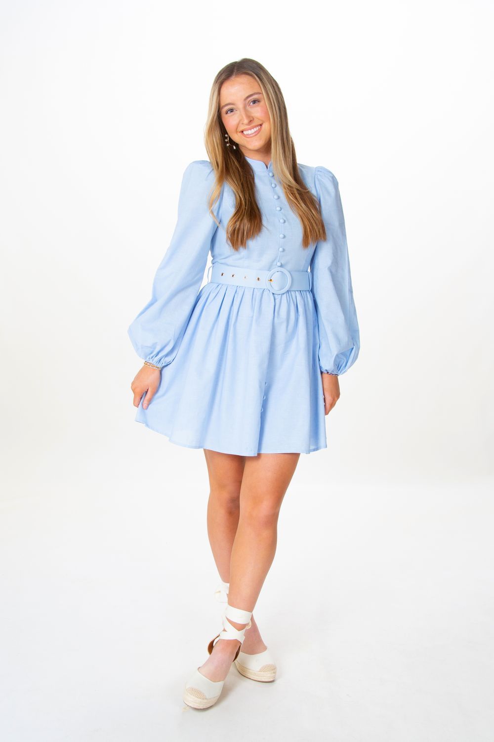 Just Felt Right Mock Neck Mini Button Dress