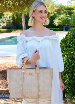 Melissa Tote Bag NATURAL LATTICE TAN