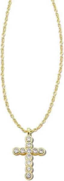 Boxed Cross Crystal Pendant Necklace