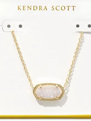 Boxed Elisa Pendant Necklace , Color: GOLD, Size: IRIDESCENT DRUSY
