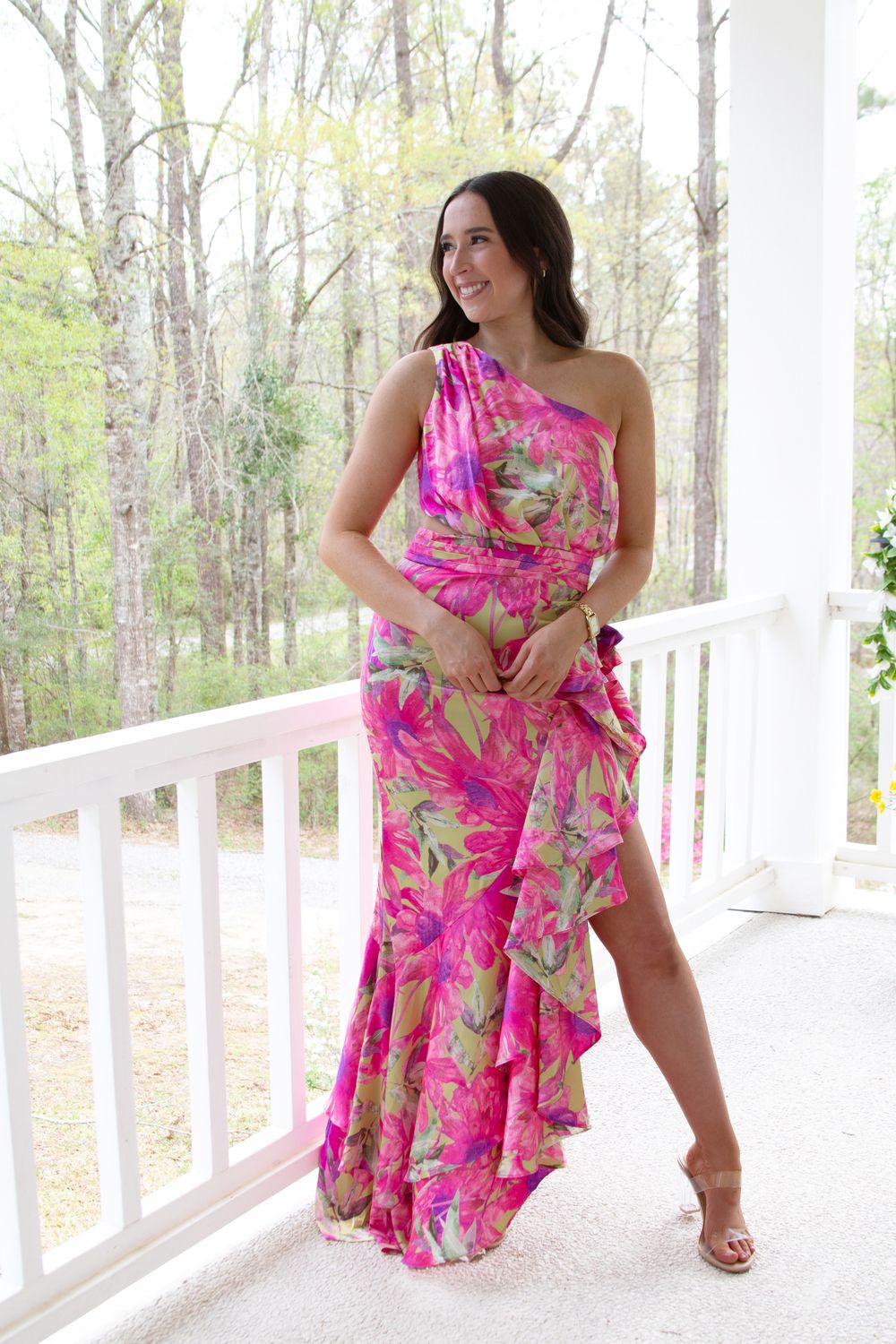 On Vacay Sunflora Ruffle Maxi Dress