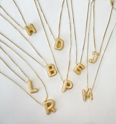 Initial Pave Bubble Balloon Necklace 