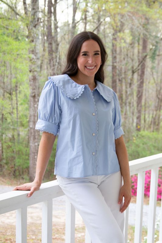 Wishful Thinking Solid Sailor Colla Button Up Top