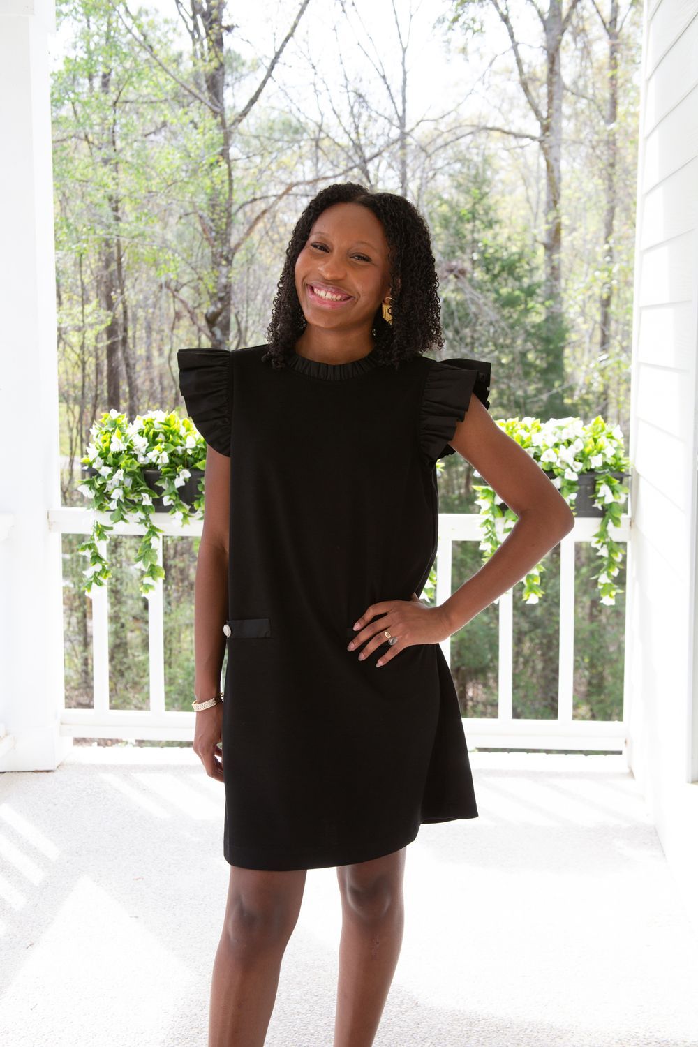 Just for Tonight Ruffled Cap Sleeve Shift Dress