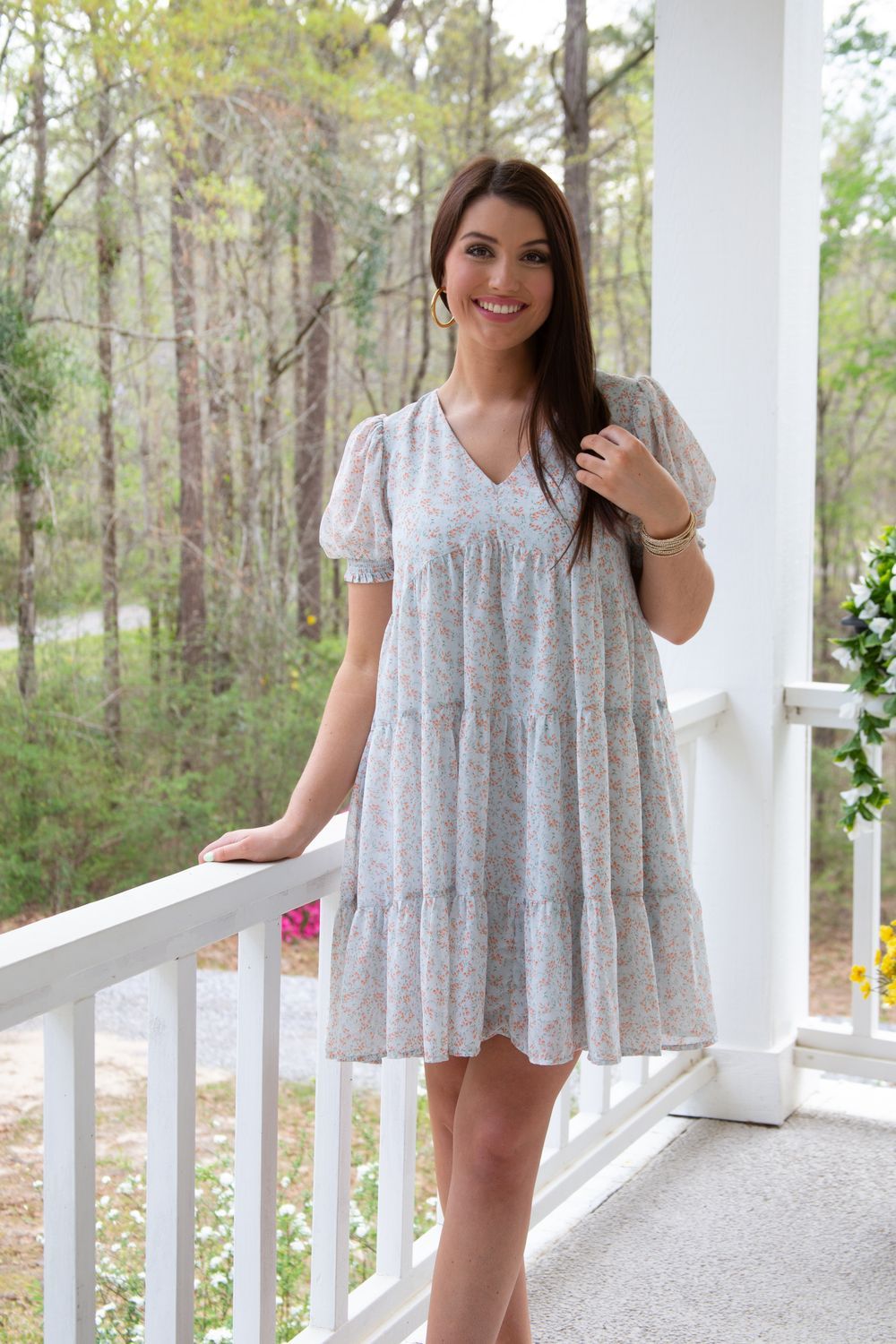 Real Romance Floral V Neck Flare Mini Dress