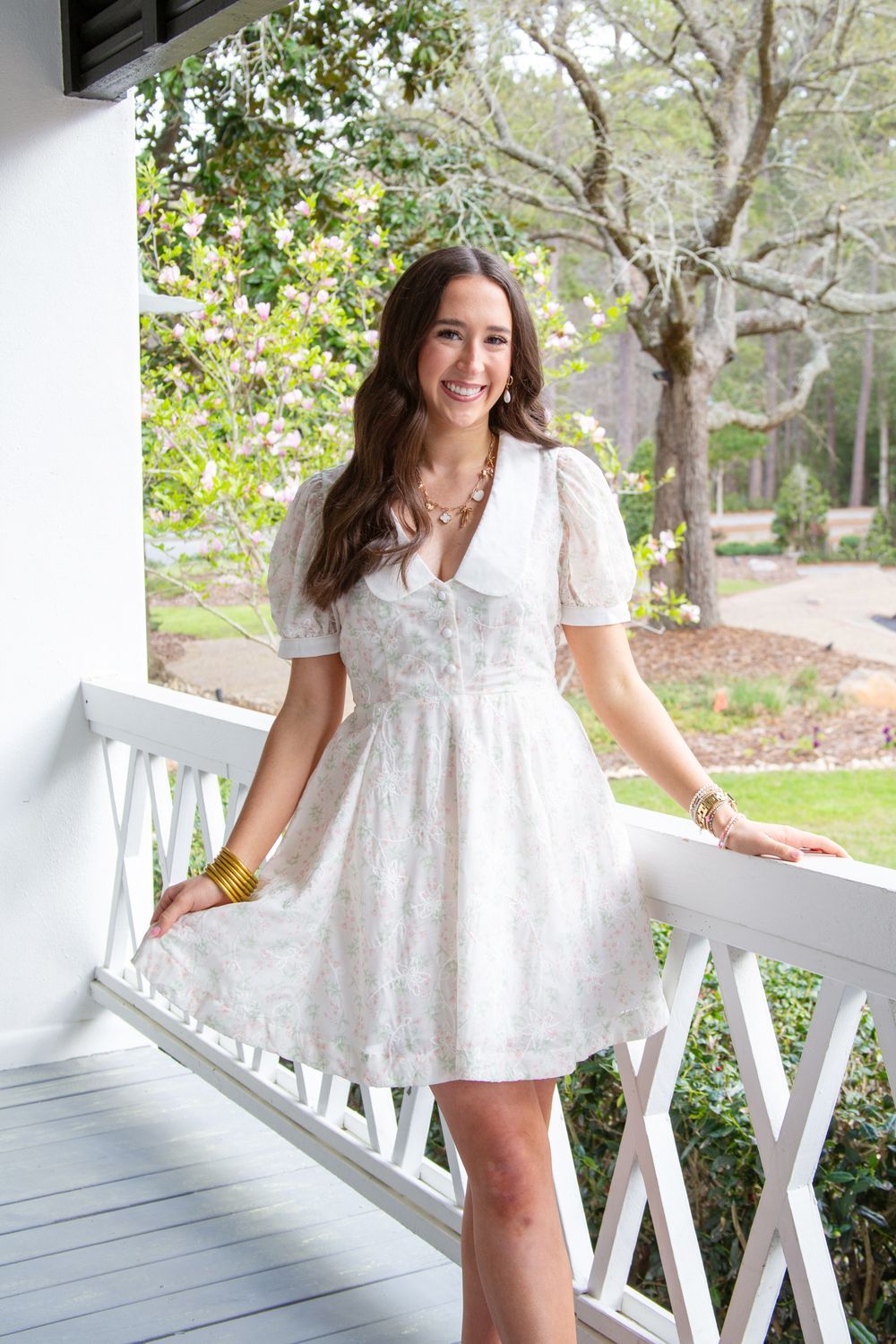 Complete You Floral Button Peter Pan Collar Mini Dress