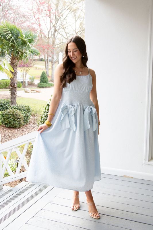 To Know You Spaghetti Strap Double Ribbon Detail Midi Dress