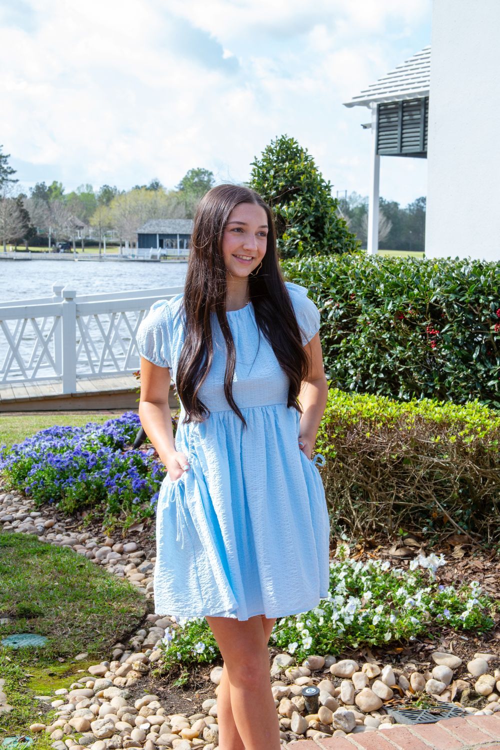 Coastal Muse Puff Sleeve Babydoll Dress