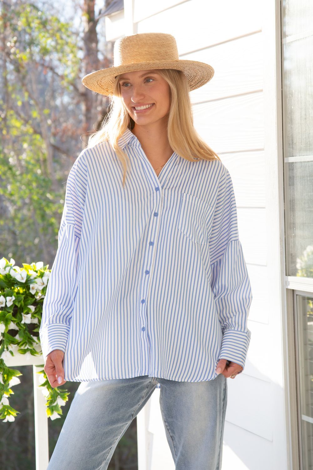 Forever Favorite Drop Shoulder Textured Stripe Shirt