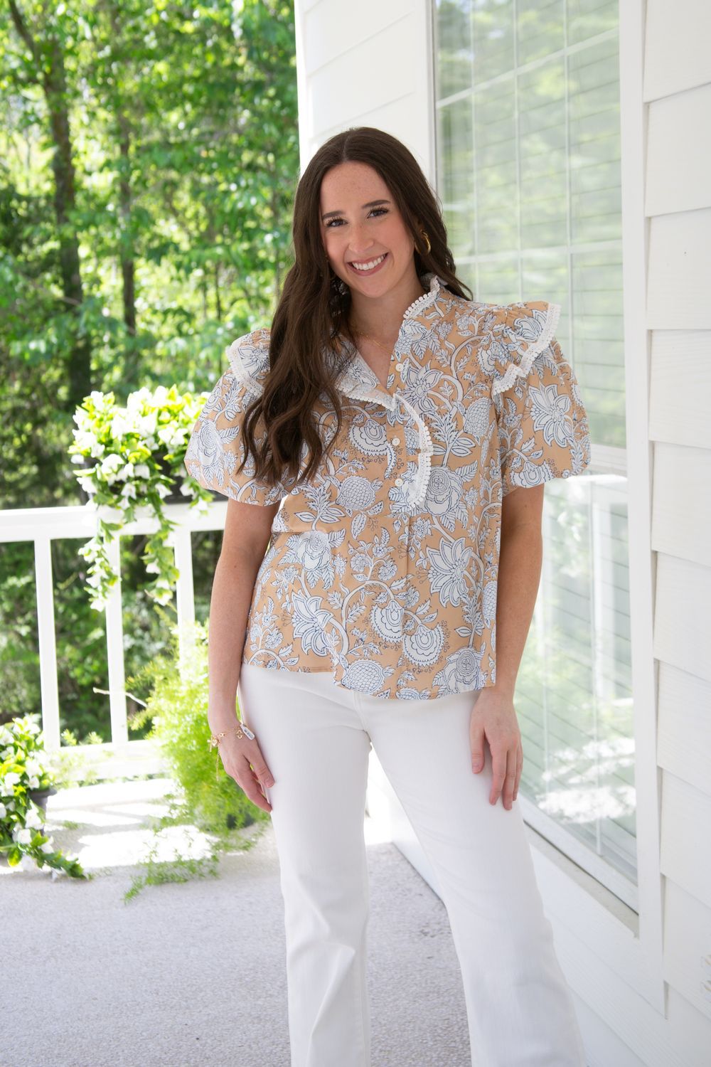On the Edge Paisley PomPom Accent Top