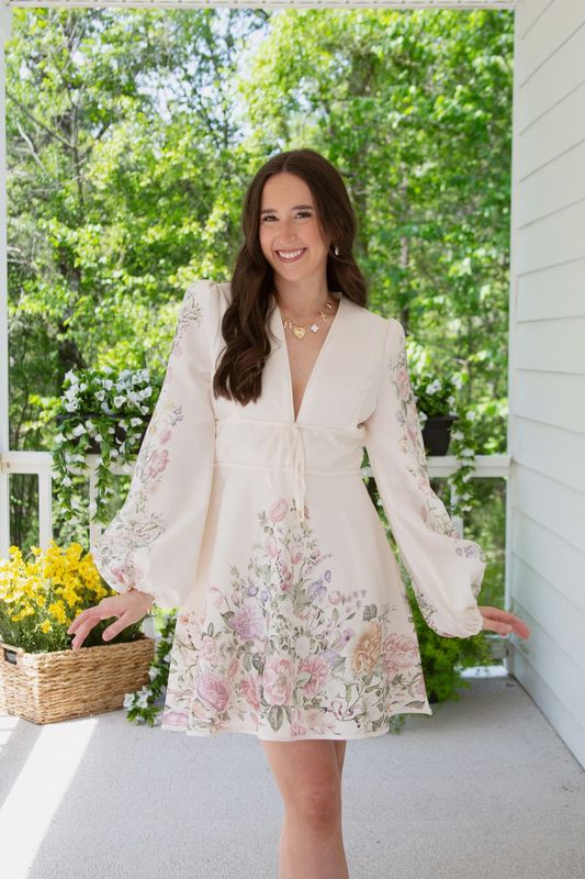 Sunny Blooms Floral Long Sleeve Mini Dress