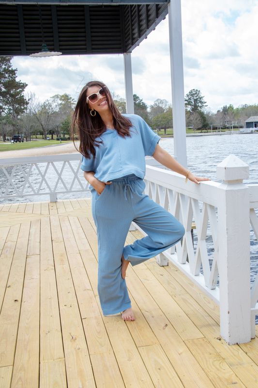 Wondering Ways Textured Knit Top &amp; Pant Set