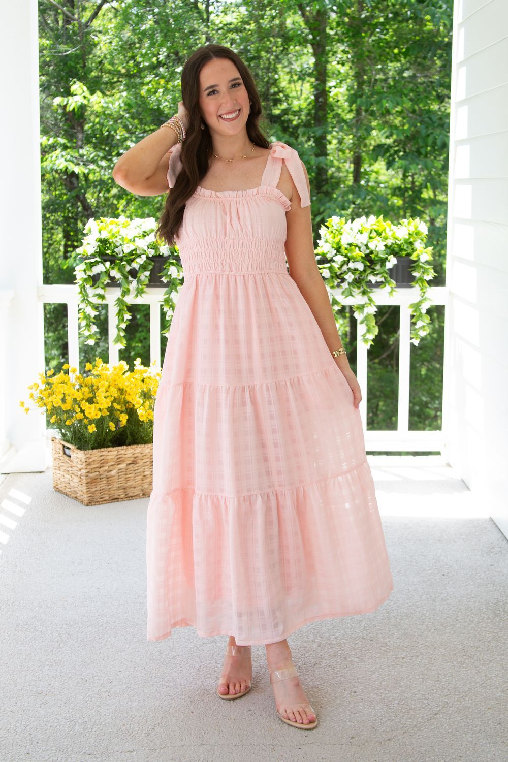 Inspiring Romance Tie Strap Textured Woven Midi Dress