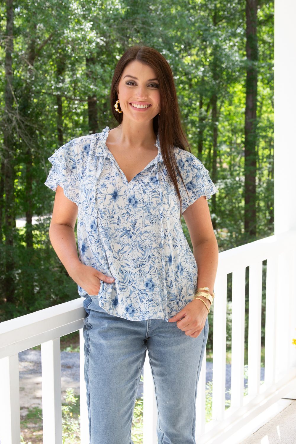 Try to Keep Up Double Ruffle Tiered Sleeve Top
