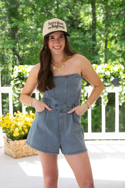 Love Struck Tube Denim Romper