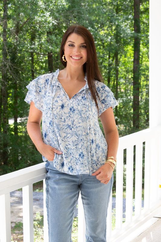 Try to Keep Up Double Ruffle Tiered Sleeve Top