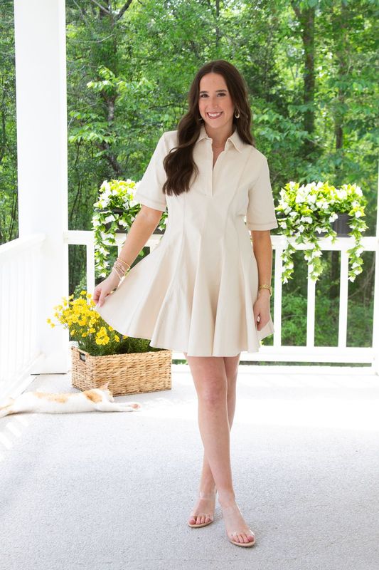 The A List Polo Collar Topstitch Dress