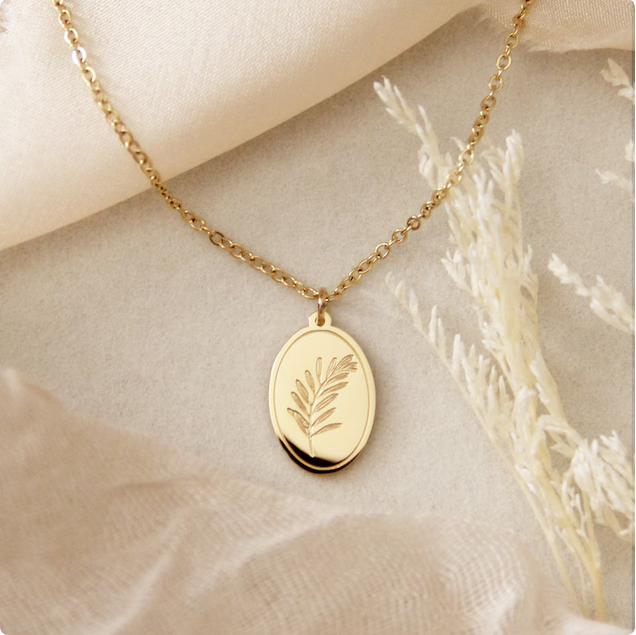 Cross Olive Branch Peace Necklace YELLOW GOLD