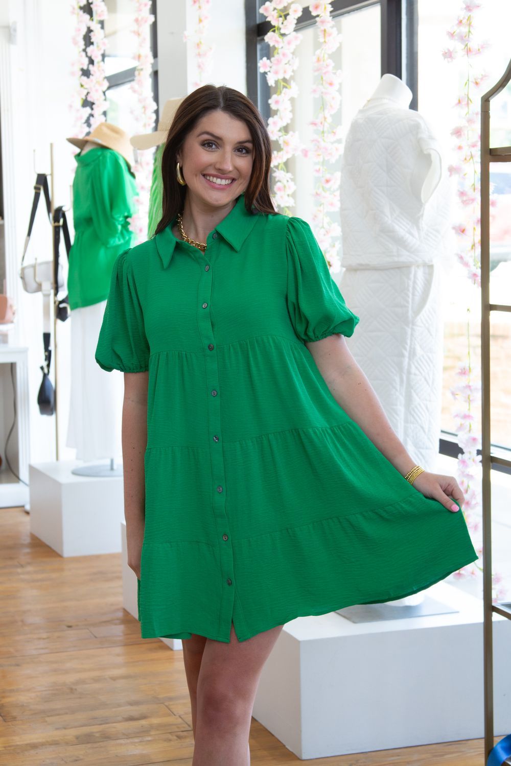 Living for the Moment Puff Sleeve Tiered Dress