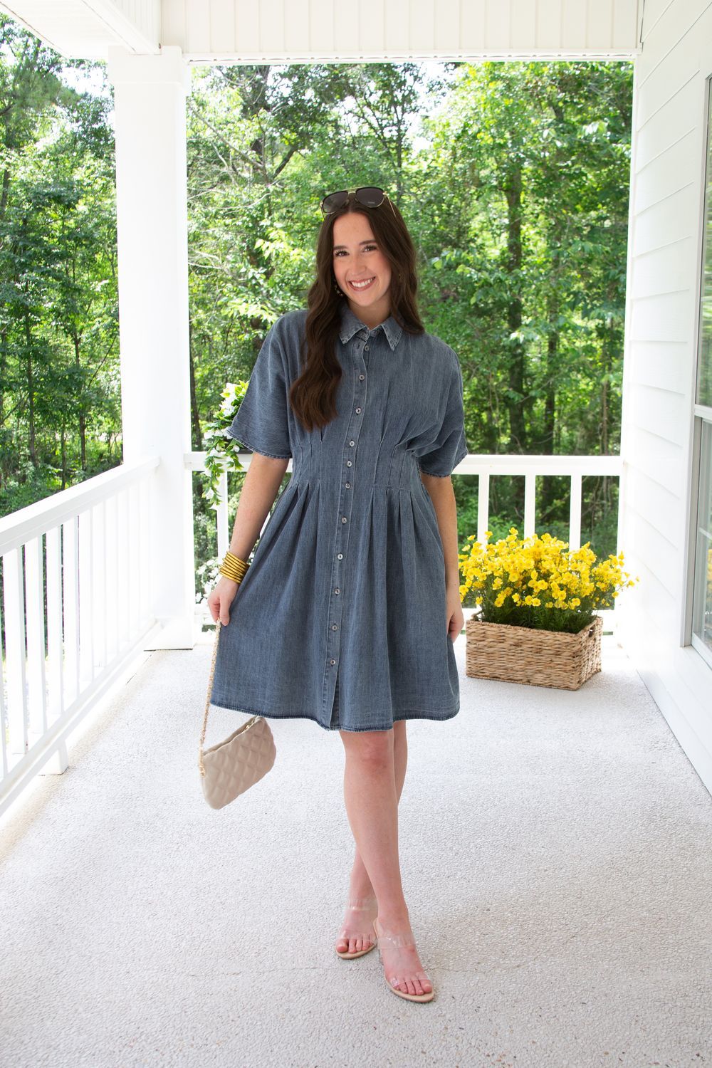 Just Living Pintuck Waist Washed Mini Dress