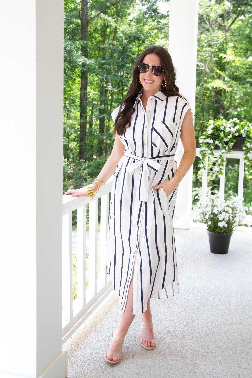 Moments of Motion Striped Shirt Midi Dress