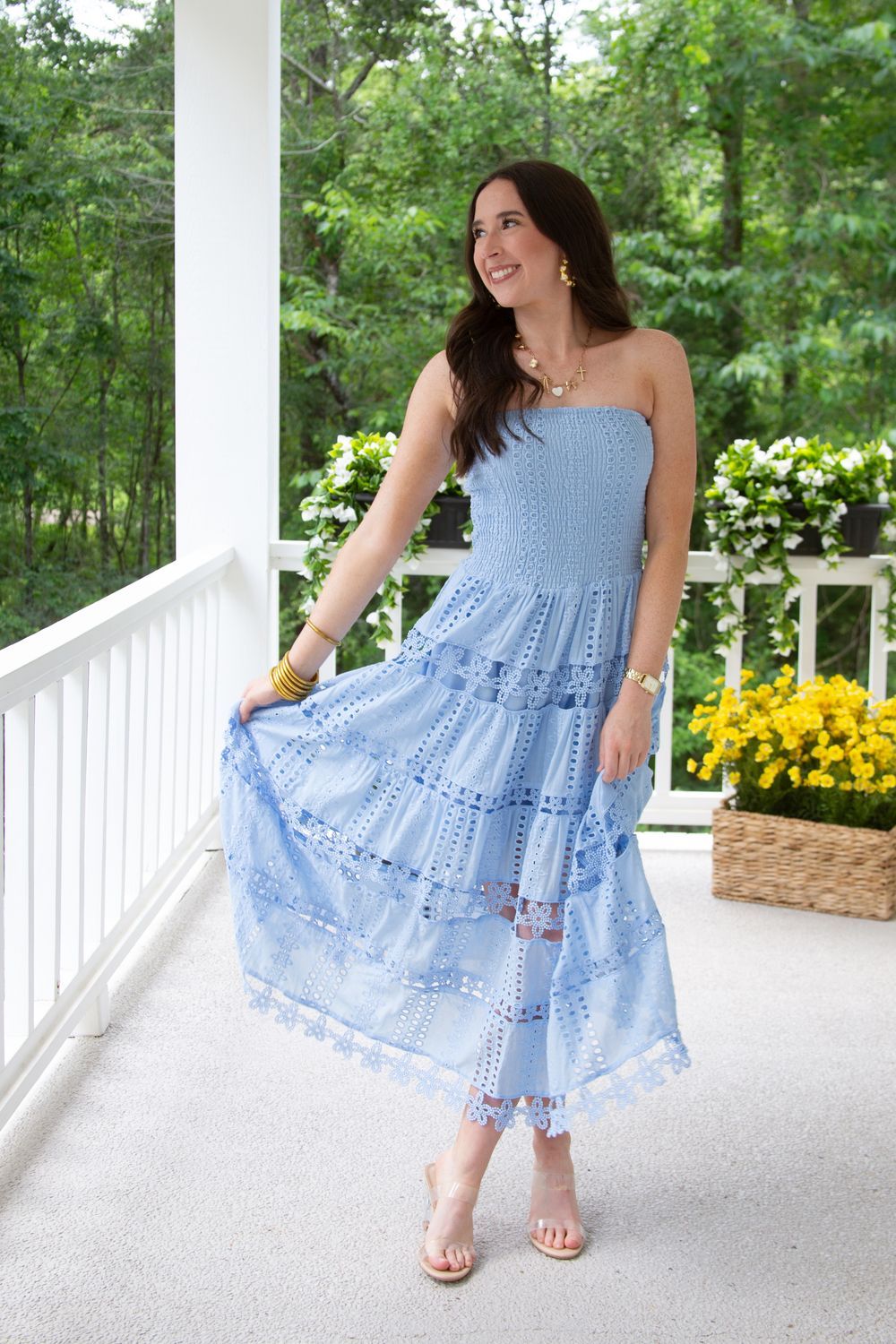 Seize the Day Eyelet Lace Tube Dress