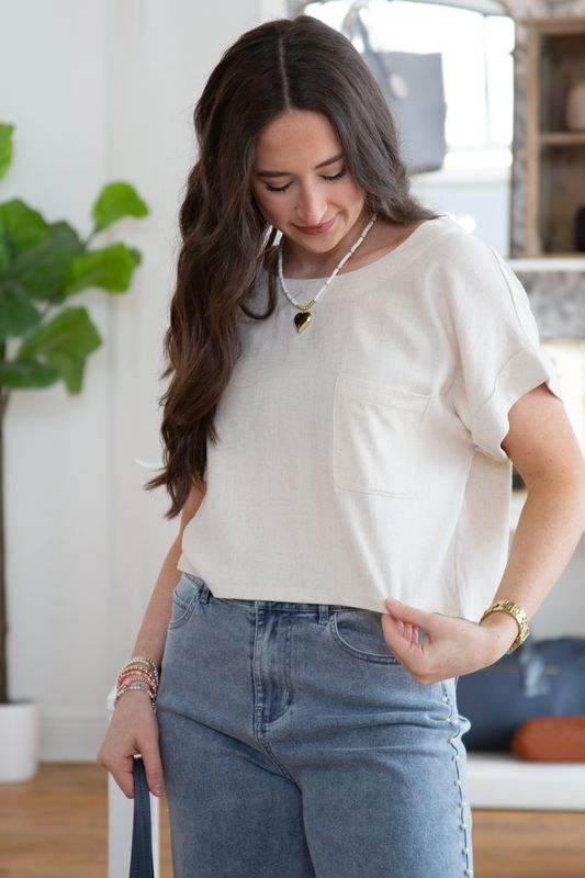 Into the Night Linen Boxy Cut Top
