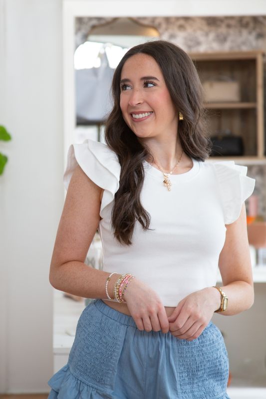 Sweet Thoughts Ribbed Double Ruffle Crop Top