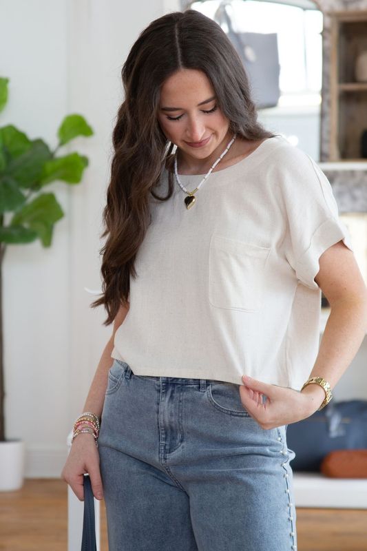 Into the Night Linen Boxy Cut Top