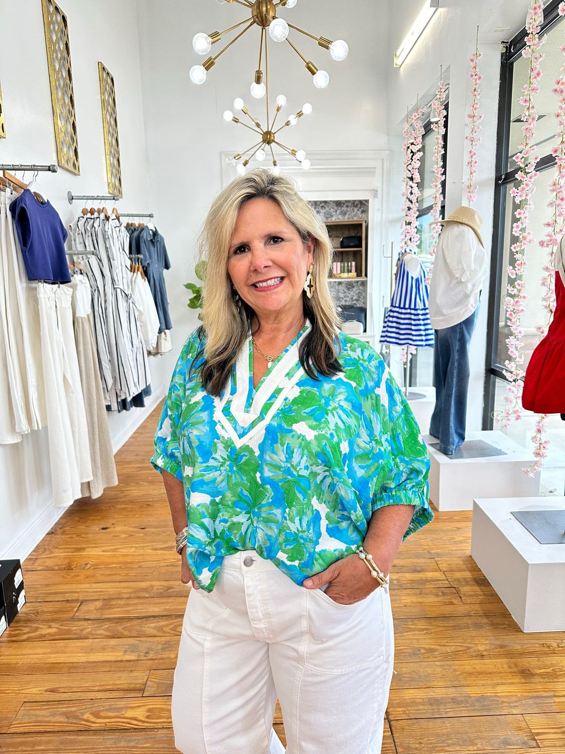 Hampton Heat Floral Split Neck Top