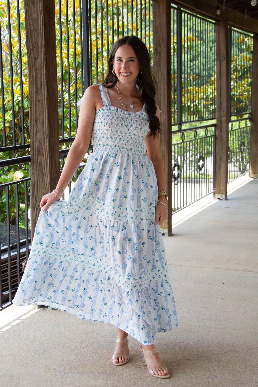 Hold Me Close Floral Tie Shoulder Maxi Dress