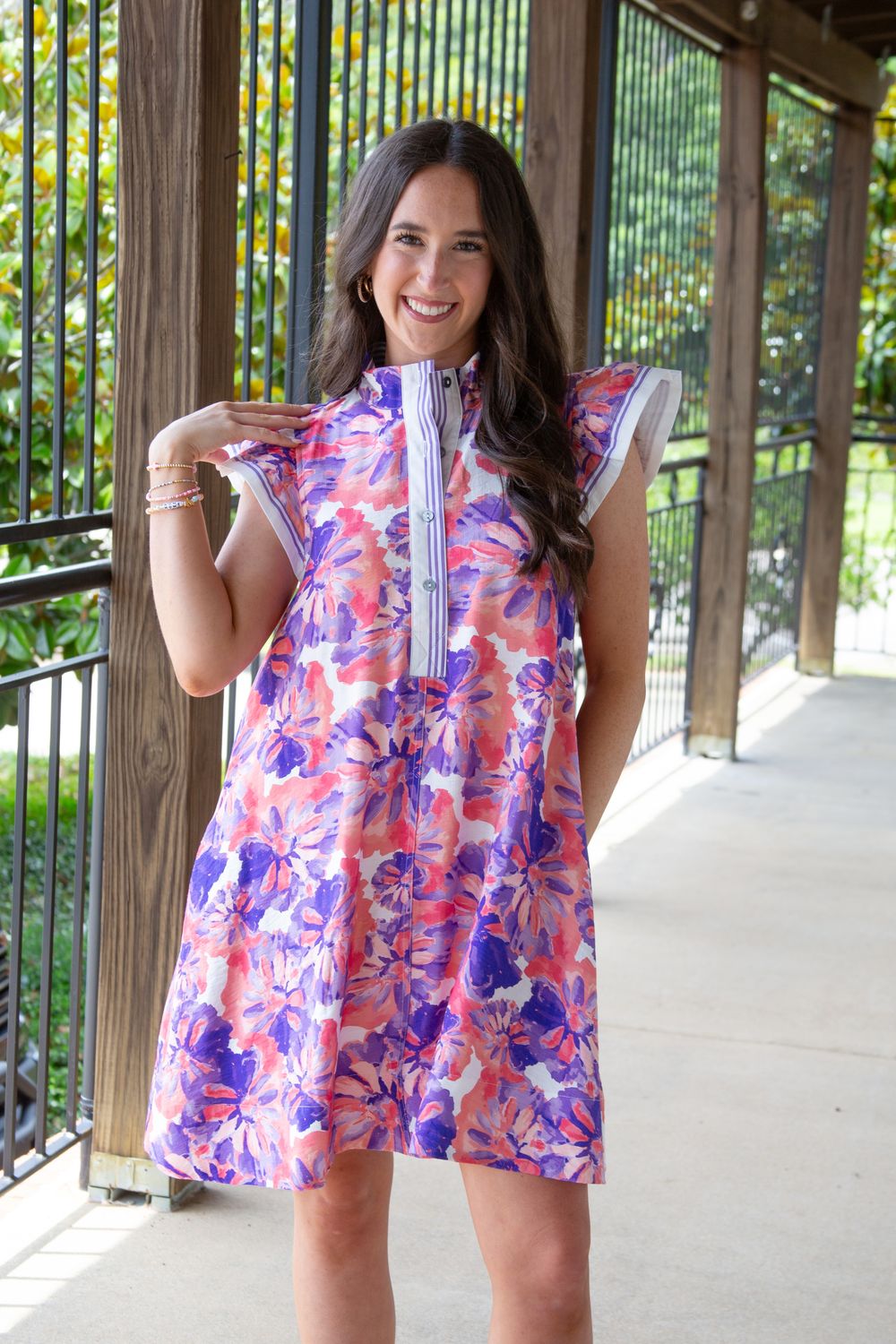 Gotta Have It Split Neck Flutter Sleeve Dress