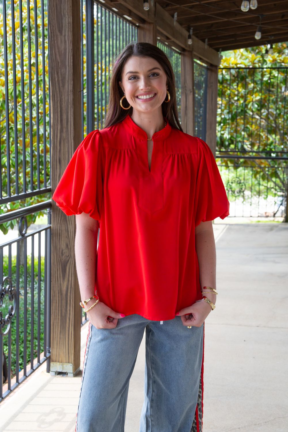 Clear Minded Puff Sleeve Mock Neck Top