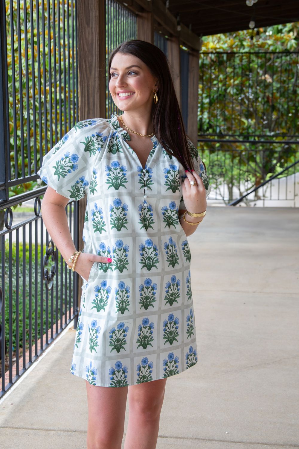 That Girl Bubble Sleeve V Neck Mini Dress