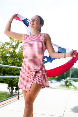 Now or Never Gingham Sleeveless Wrap Tie Front Dress