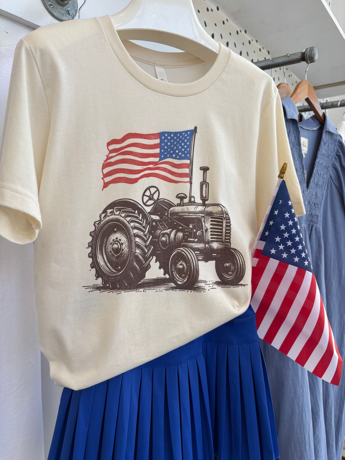 Patriotic Country Tractor Flag Graphic Tee