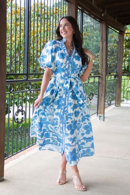 All Eyes on Me Puff Sleeve Floral Midi Dress