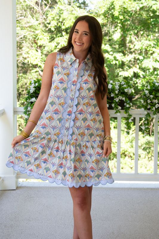 Sweet Directions Sleeveless Scalloped Detail Dress