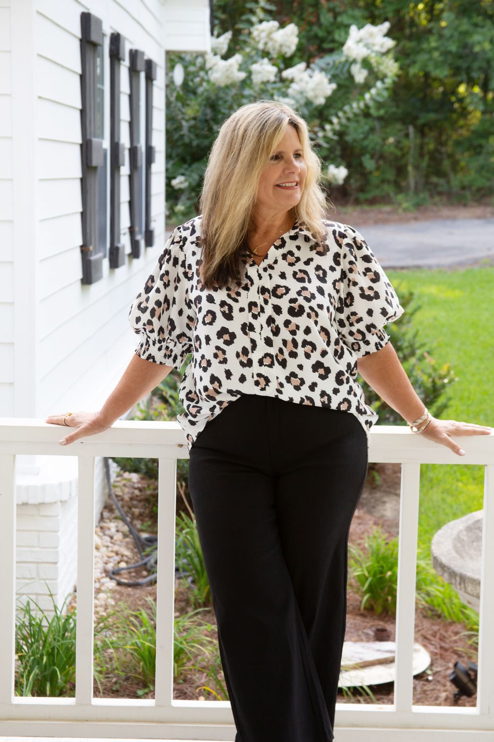 The Walk Through Animal Puff Sleeve Top
