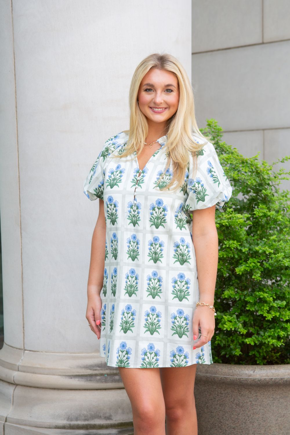 That Girl Bubble Sleeve V Neck Mini Dress