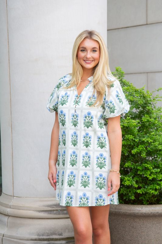 That Girl Bubble Sleeve V Neck Mini Dress