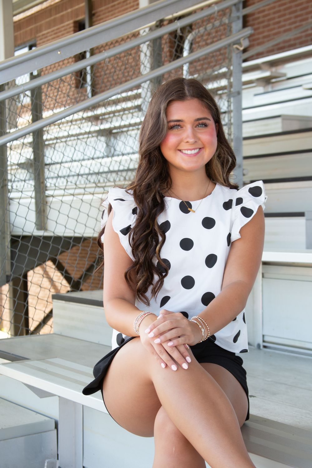 Playful Heart Polka Dot Ruffle Sleeve Top