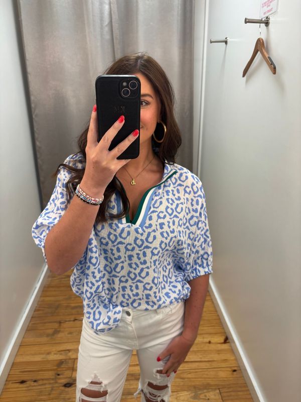 Focus on the Good Leopard Contrast Band Dolman Top